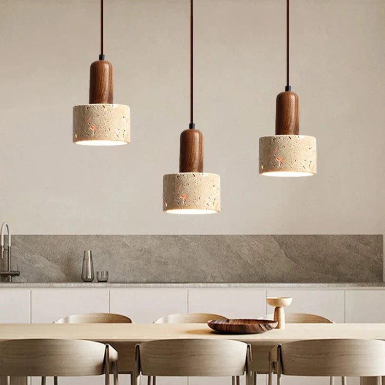 Light My House Travertine Pendant Light – Beige Stone Kitchen Island Light