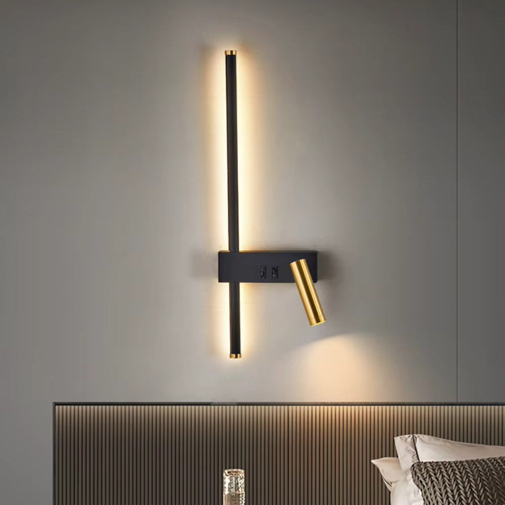 Light My House Gold & Black LED Wall Lamp with Dual Switch Reading Light