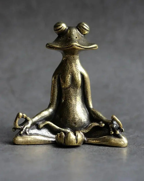 Mini Zen Frog Figurine – Solid Brass Meditation Frog Incense Holder