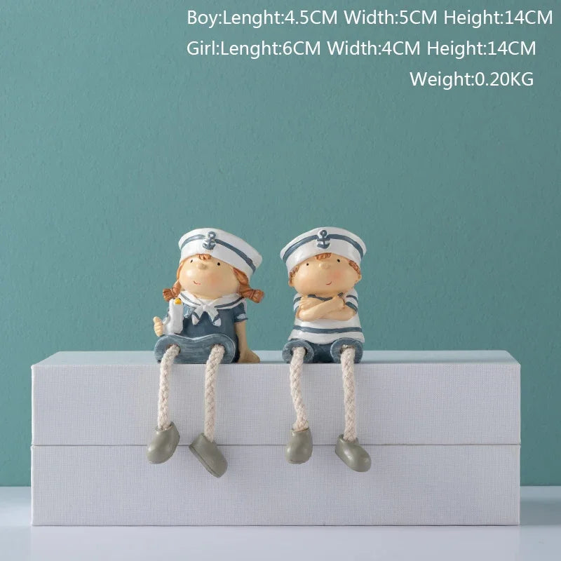 Nordic Cute Resin Hanging Dolls – Sitting Figurine Ornaments for Home Décor