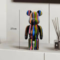 Graffiti Bear Resin Statue Decor | Modern Colourful Bear Ornament 27cm