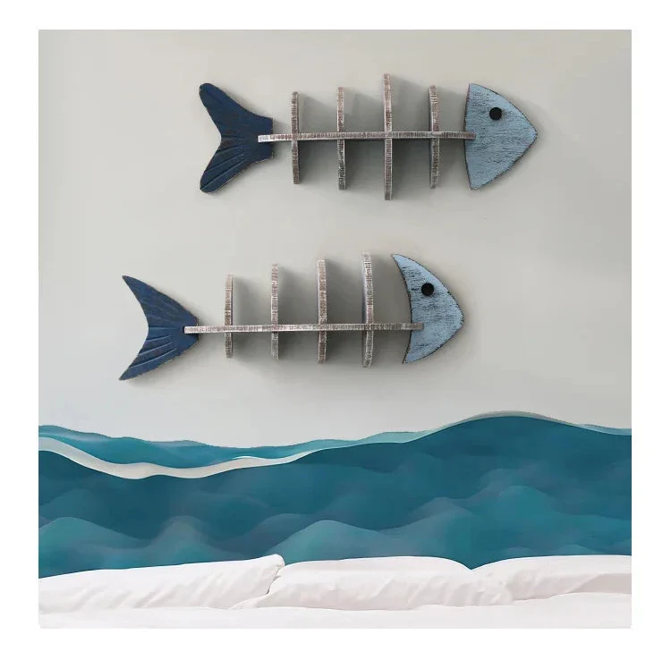 Mediterranean Fishbone Wall Shelf – 3D Wooden Wall Decor & Storage (Flat, Pointed or Vertical)