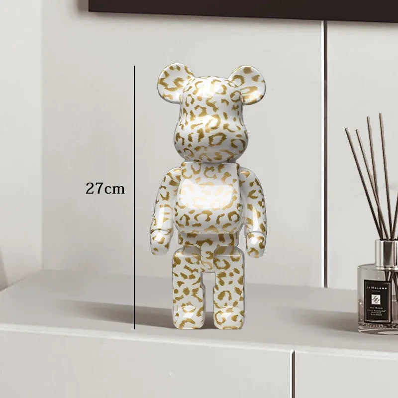 Graffiti Bear Resin Statue Decor | Modern Colourful Bear Ornament 27cm