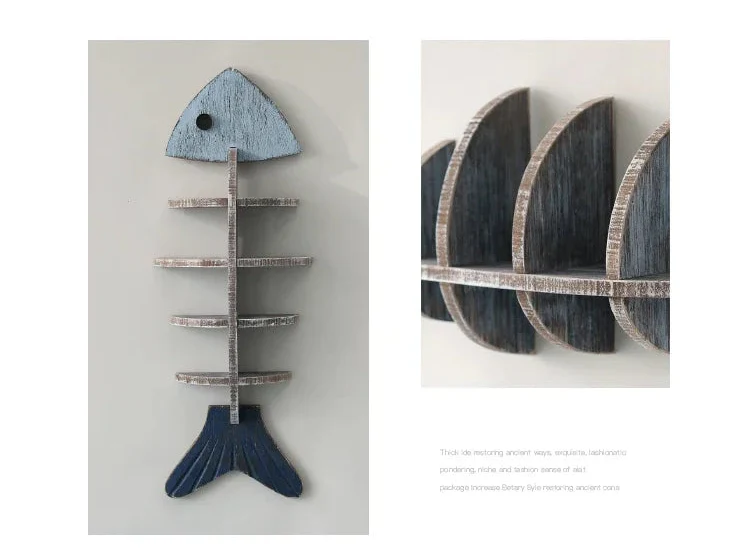 Mediterranean Fishbone Wall Shelf – 3D Wooden Wall Decor & Storage (Flat, Pointed or Vertical)