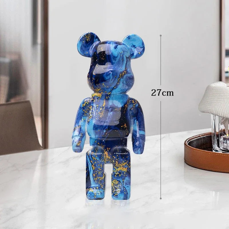 Graffiti Bear Resin Statue Decor | Modern Colourful Bear Ornament 27cm