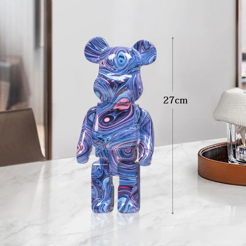 Graffiti Bear Resin Statue Decor | Modern Colourful Bear Ornament 27cm