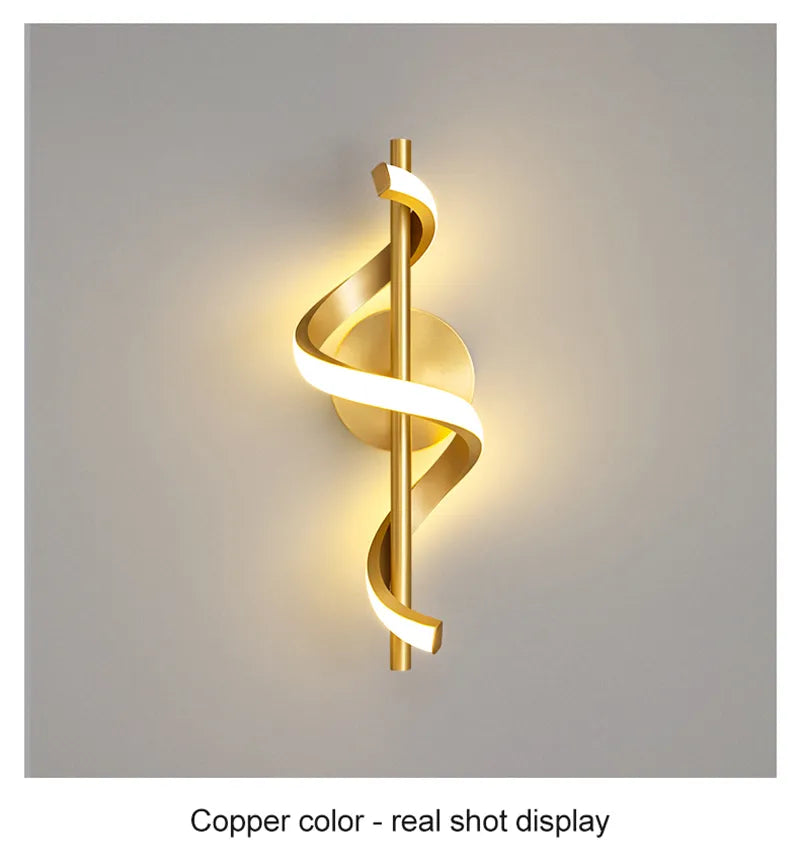 Light My House Twisted LED Wall Light – Modern Black & Gold Sconce
