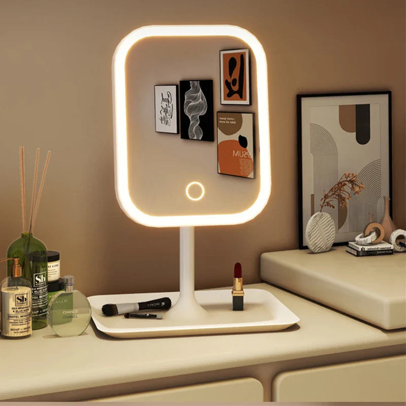 Modern LED Makeup Mirror – 3-Color Light Touch Vanity Mirror with Adjustable Brightness