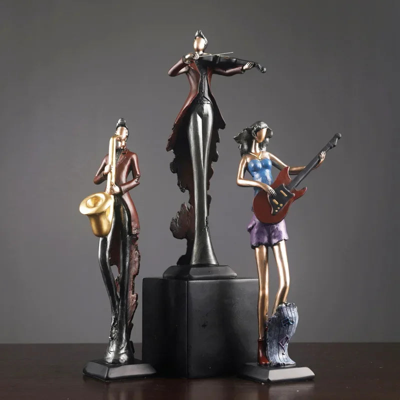 Vintage Musician Resin Figurines – Modern Jazz Band Sculptures for Home Décor