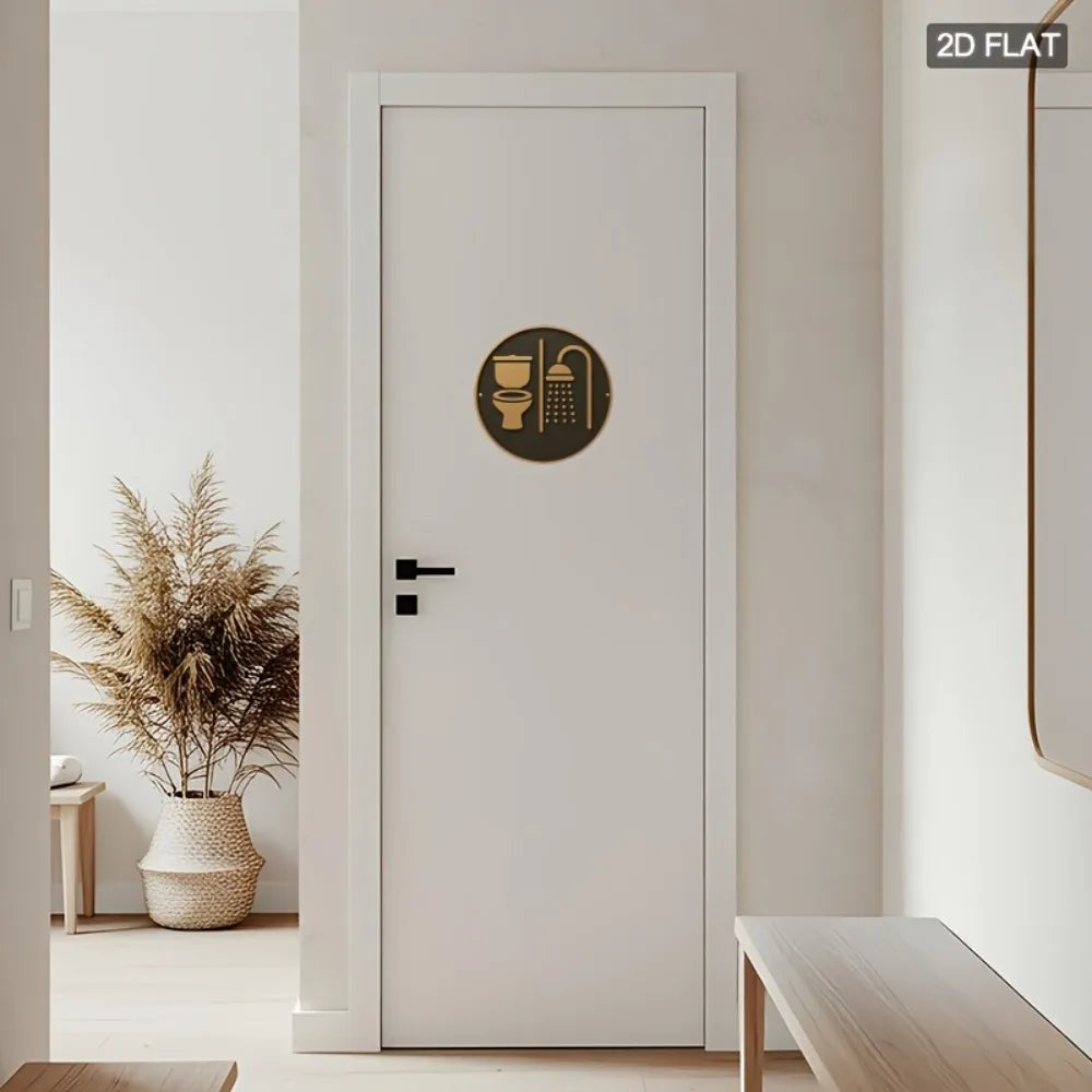 Modern Bathroom Toilet & Shower Sign – Waterproof Aluminum Wall Plaque