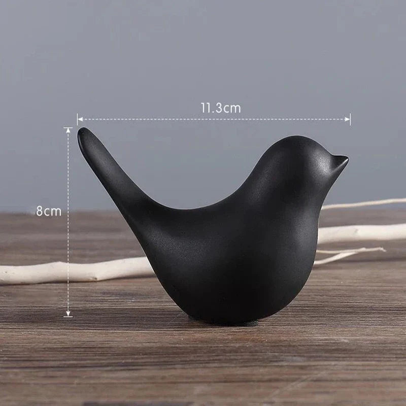 Nordic Ceramic Bird Figurine – Black or White Modern Sculptural Ornament