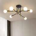 Light My House Criss Cross 6-Bulb Semi Flush Black Metal Ceiling Light