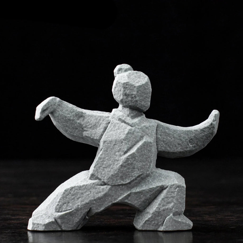 Miniature Tai Chi Master Figurine – Chinese Stone Sculpture for Home or Tea Table Décor