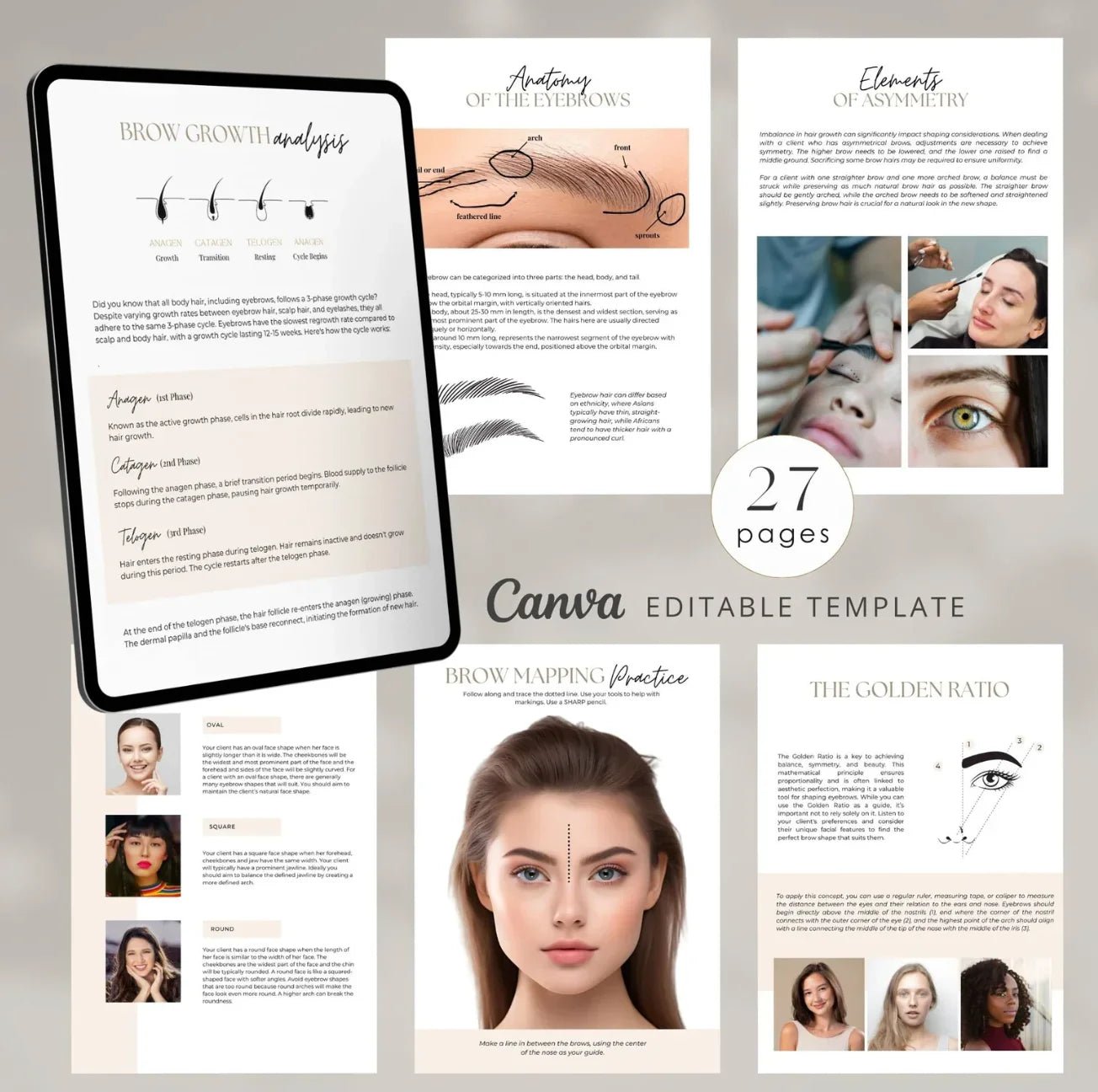 The London Brow Company Eyebrow Mapping Training Manual | Canva Template