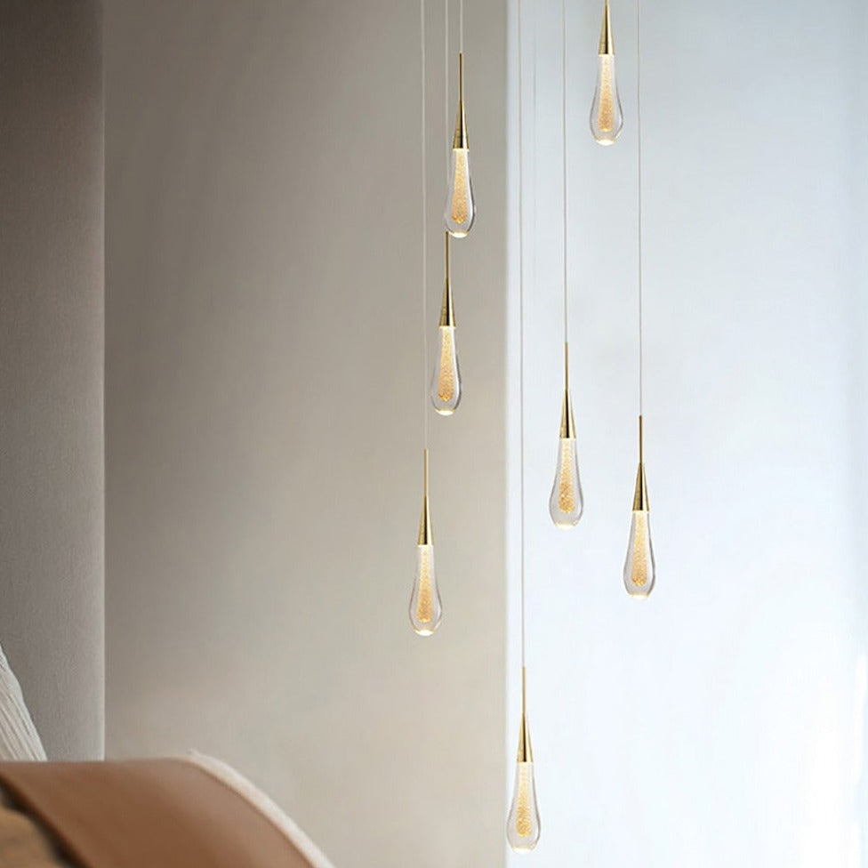 Light My House Glass Drop Pendant Light – Warm LED Hanging String