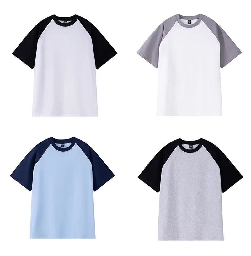 Heavyweight 240g Contrast Sleeve Cotton T-Shirt for Men