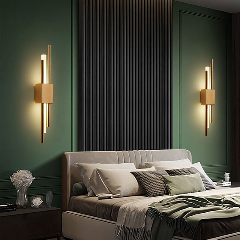 Light My House Emporium LED Wall Lamp | Modern Black & Gold Hardwired