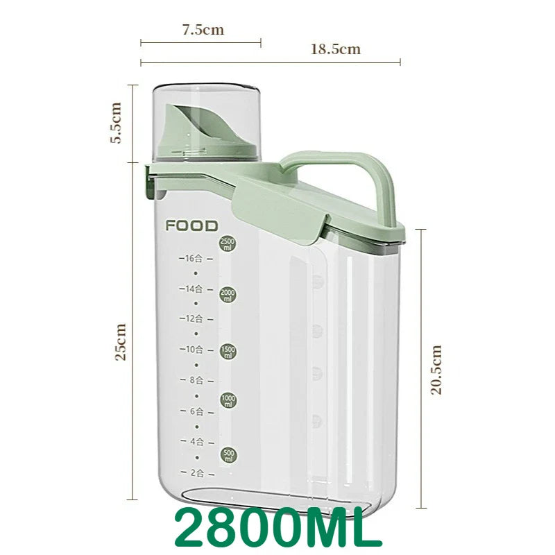 Airtight Food Storage Container – Moisture-Proof Kitchen Jar for Grains, Snacks & Pet Food – Transparent BPA-Free Dispenser (1600ml–2800ml)
