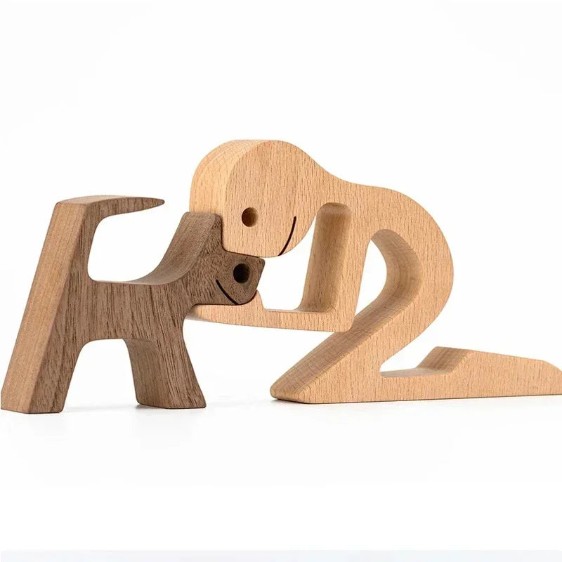 Personalised Wooden Human & Dog Figurine – Custom Handmade Ornament Gift