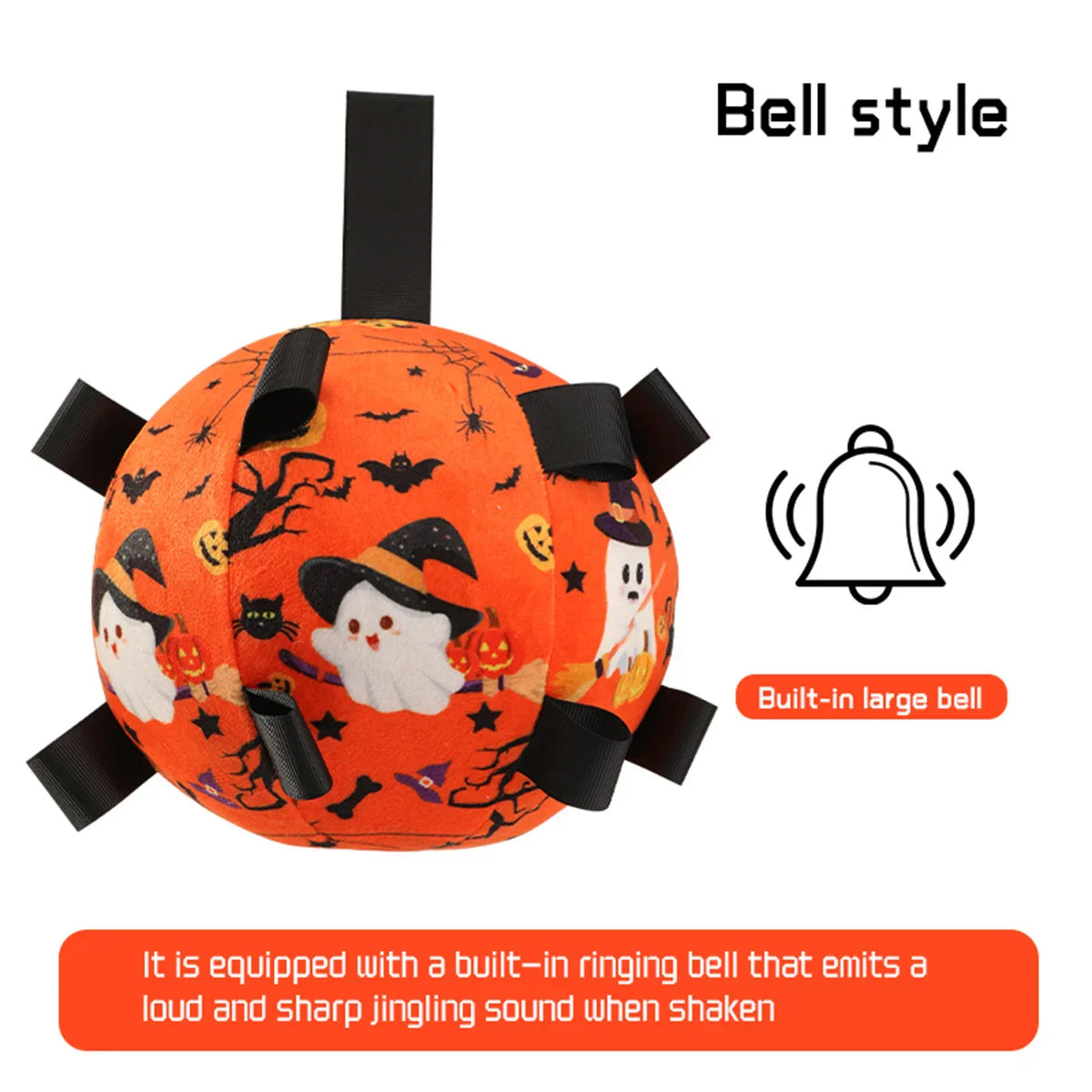 Interactive Dog Bell Ball Toy – Soft Fleece Training & Play Football