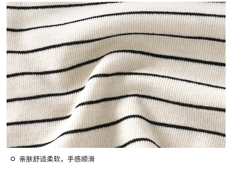 Kids Striped Long Sleeve Top, Soft Cotton Autumn Tee