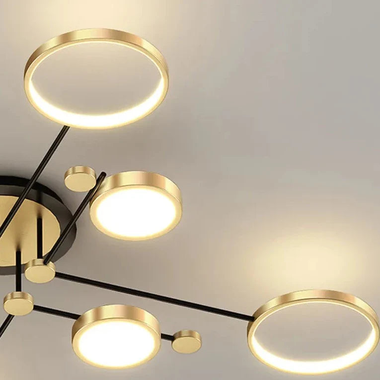 Light My House Chemistry Gold LED Flush Mount Chandelier | 130cm