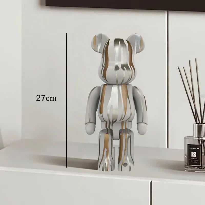 Graffiti Bear Resin Statue Decor | Modern Colourful Bear Ornament 27cm