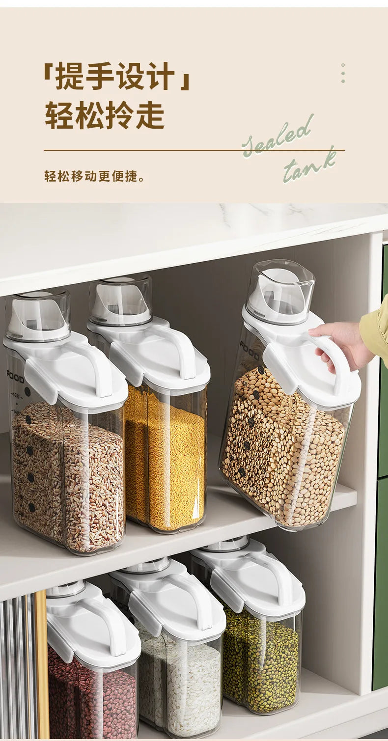 Airtight Food Storage Container – Moisture-Proof Kitchen Jar for Grains, Snacks & Pet Food – Transparent BPA-Free Dispenser (1600ml–2800ml)