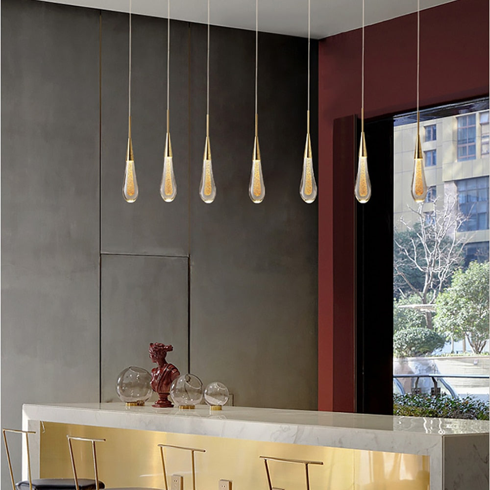 Light My House Glass Drop Pendant Light – Warm LED Hanging String