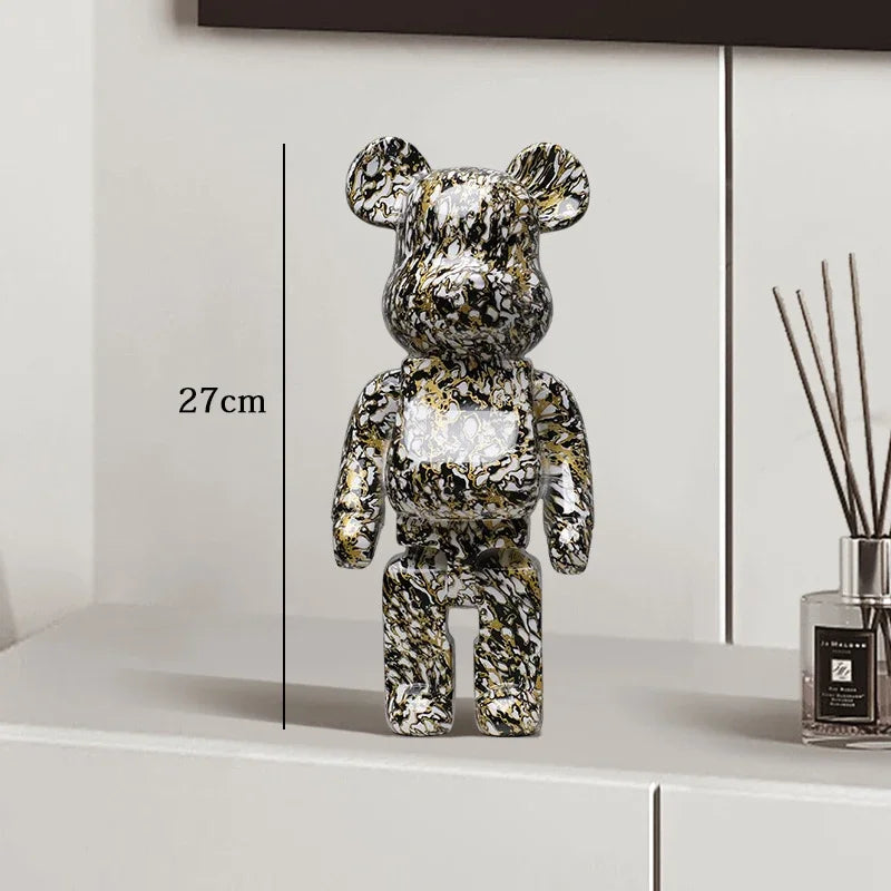 Graffiti Bear Resin Statue Decor | Modern Colourful Bear Ornament 27cm