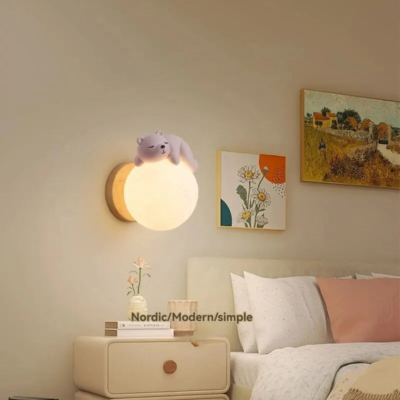 Light My House Bear & Moon LED Wall Light – Warm White Nursery Night Light