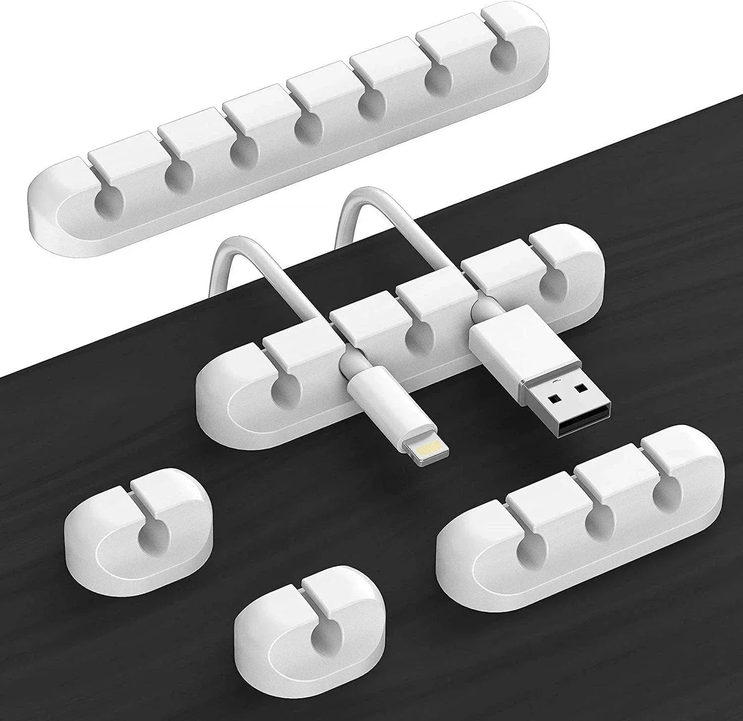 Cable Cord Wire Organizer – Silicone Adhesive Cable Clips for Desk & Workspace Management