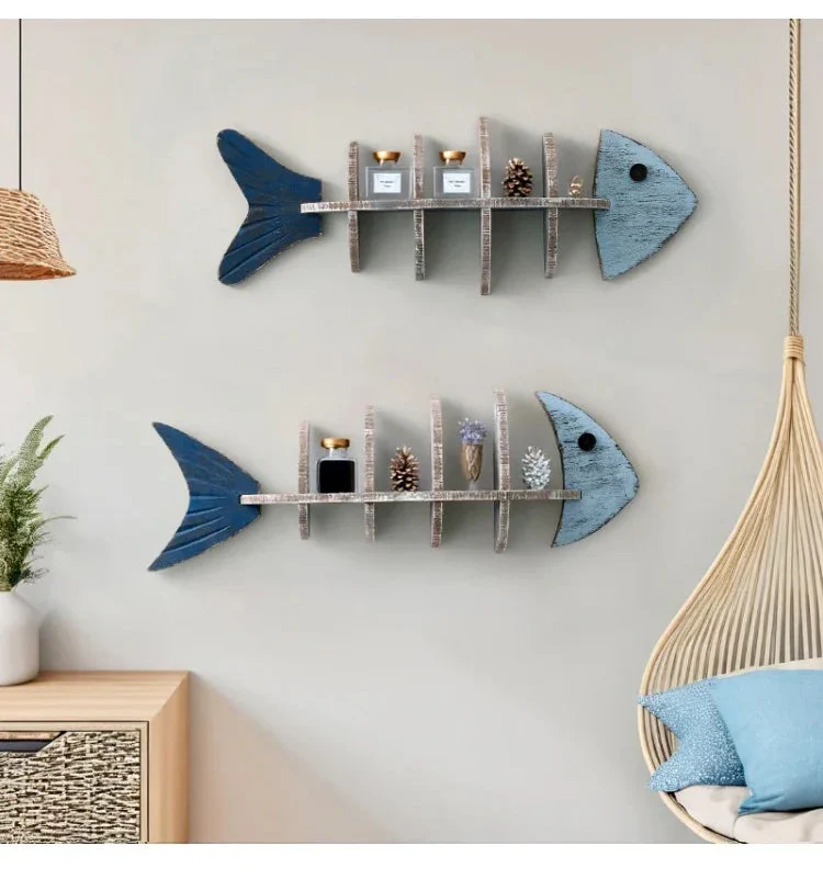 Mediterranean Fishbone Wall Shelf – 3D Wooden Wall Decor & Storage (Flat, Pointed or Vertical)
