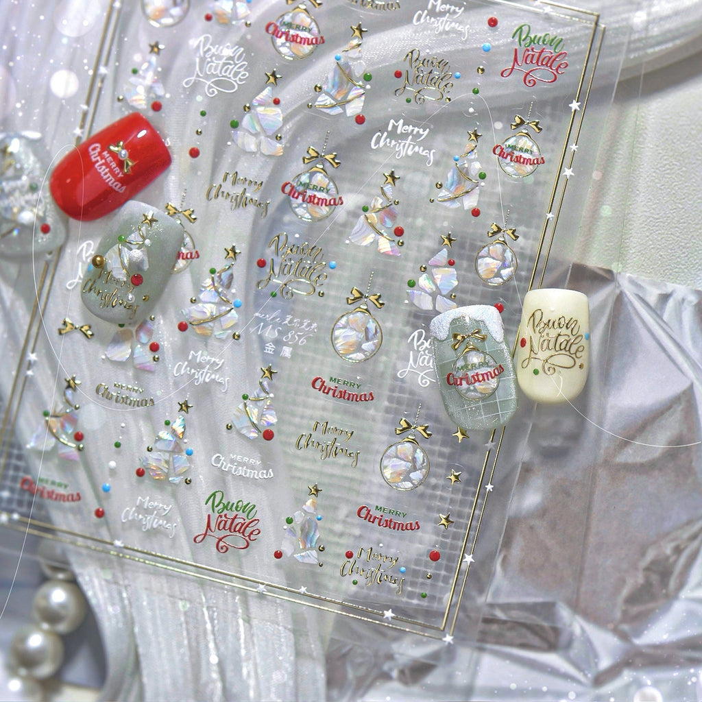 LuLuFun Studio Shell Christmas Tree Nail Deco Stickers - 1 Sheet