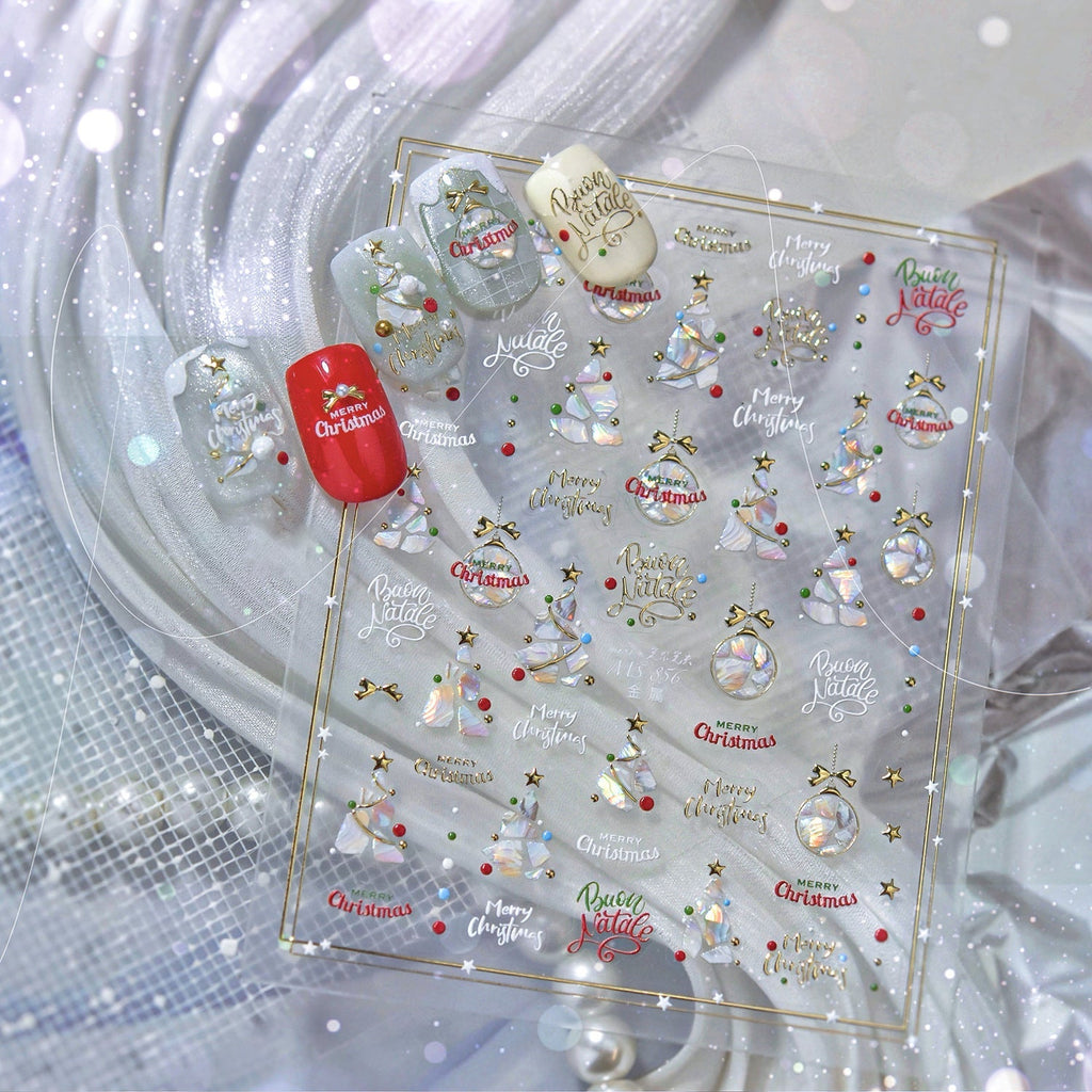 LuLuFun Studio Shell Christmas Tree Nail Deco Stickers - 1 Sheet