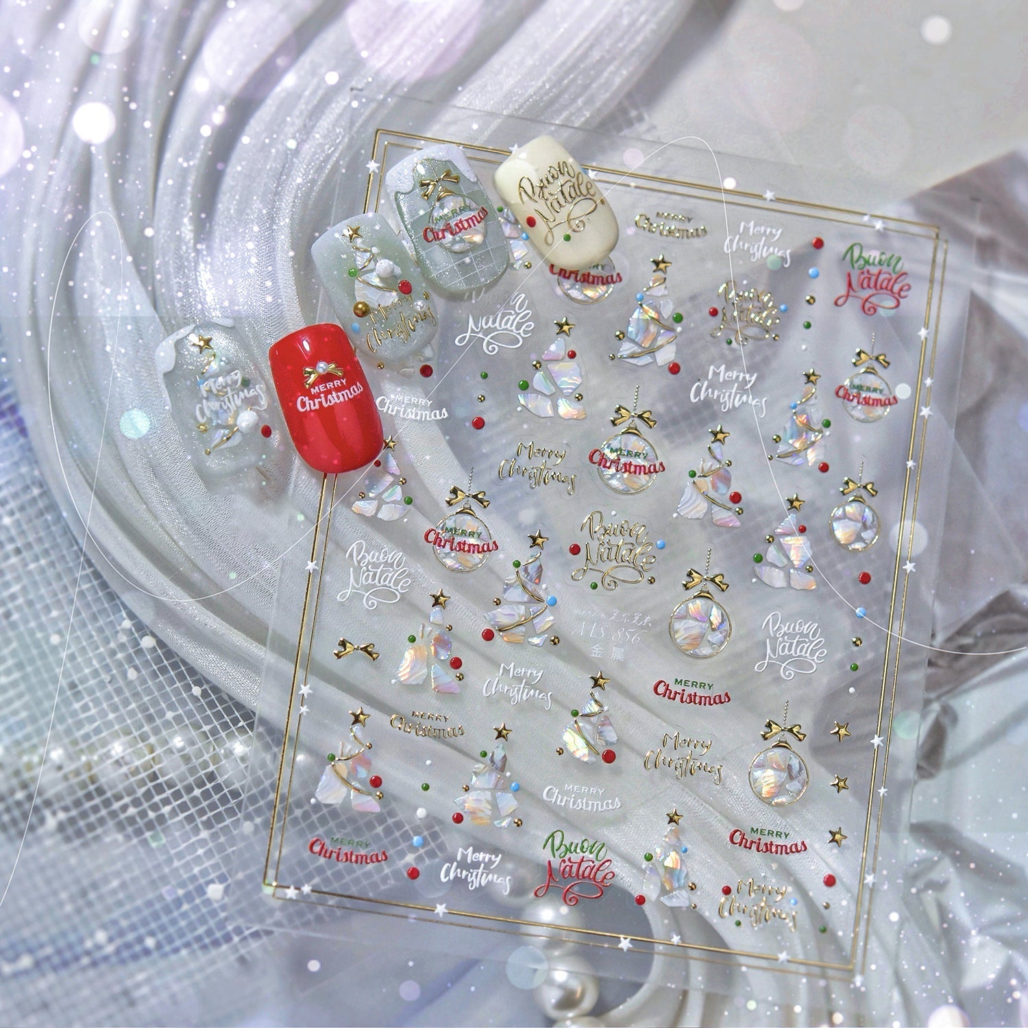 LuLuFun Studio Shell Christmas Tree Nail Deco Stickers - 1 Sheet