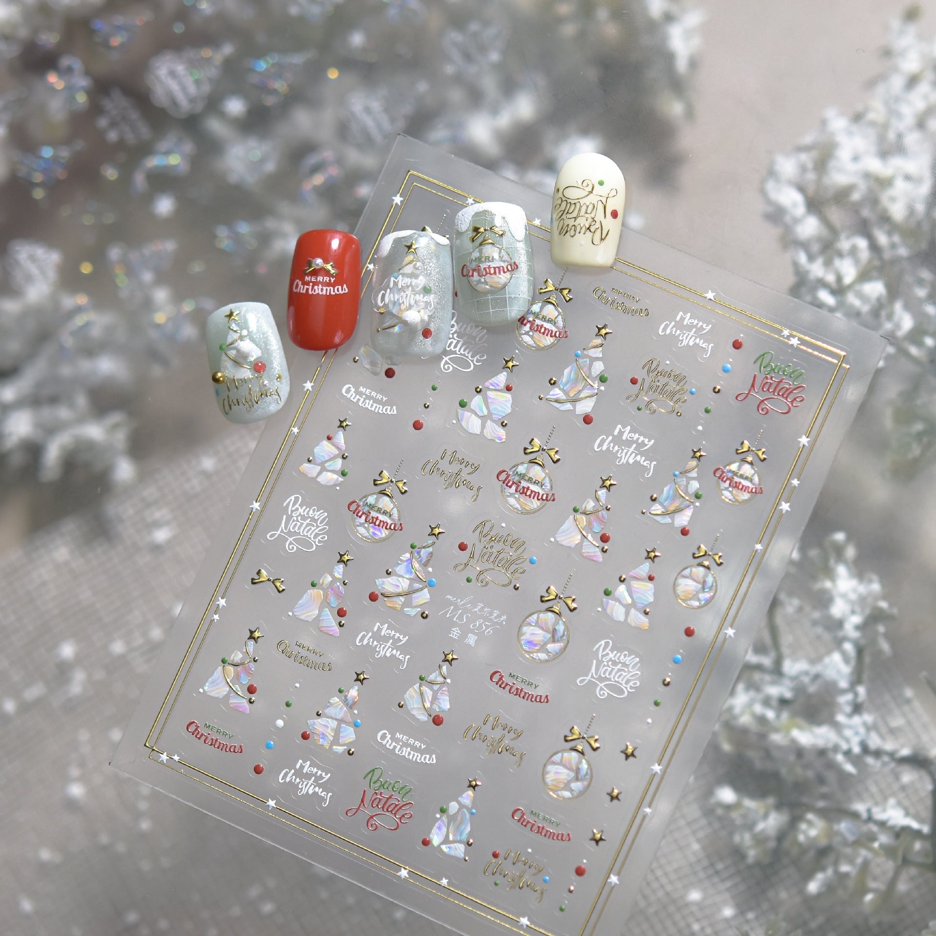 LuLuFun Studio Shell Christmas Tree Nail Deco Stickers - 1 Sheet