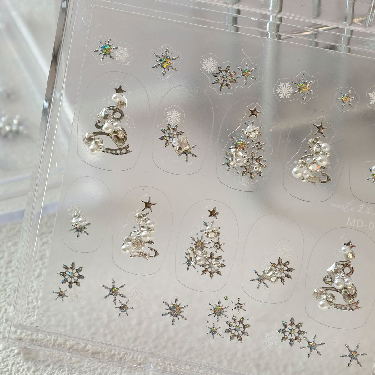 Silver Christmas Tree Nail Art Stickers – LuLuFun Studio Holiday Decals