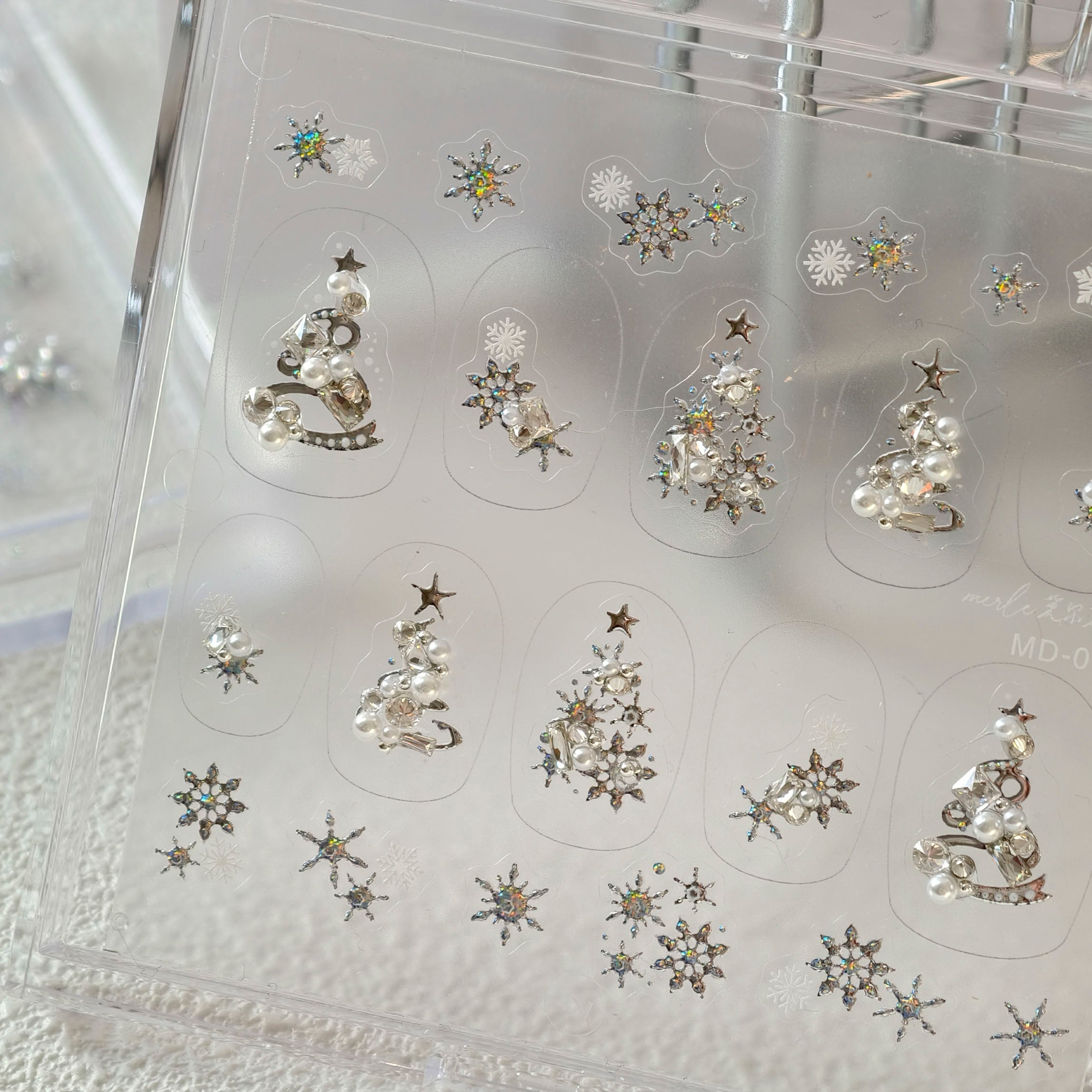 Silver Christmas Tree Nail Art Stickers – LuLuFun Studio Holiday Decals