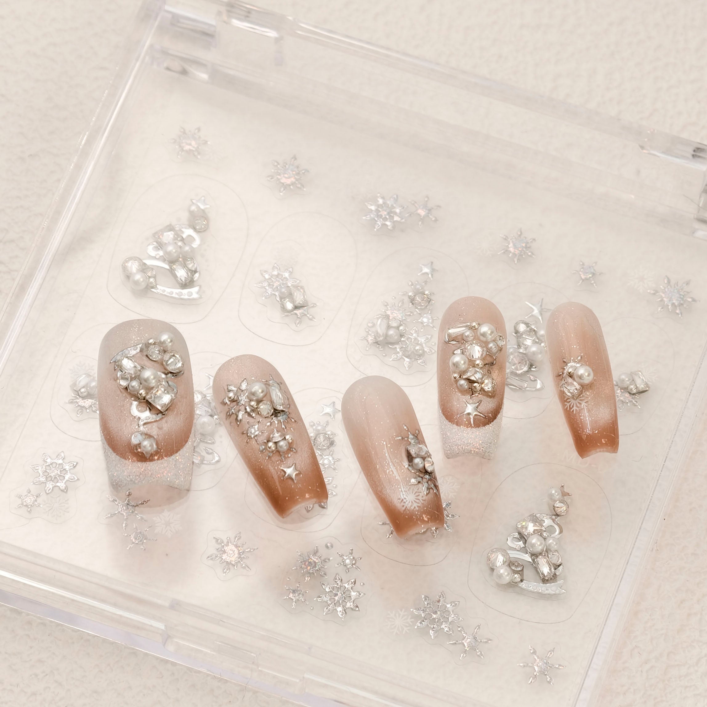 Silver Christmas Tree Nail Art Stickers – LuLuFun Studio Holiday Decals