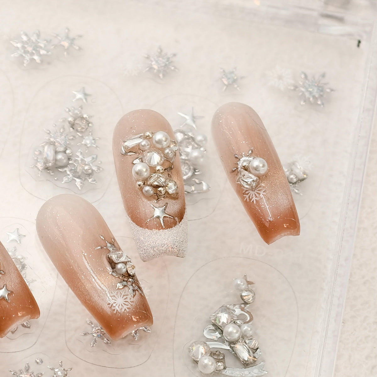 Silver Christmas Tree Nail Art Stickers – LuLuFun Studio Holiday Decals