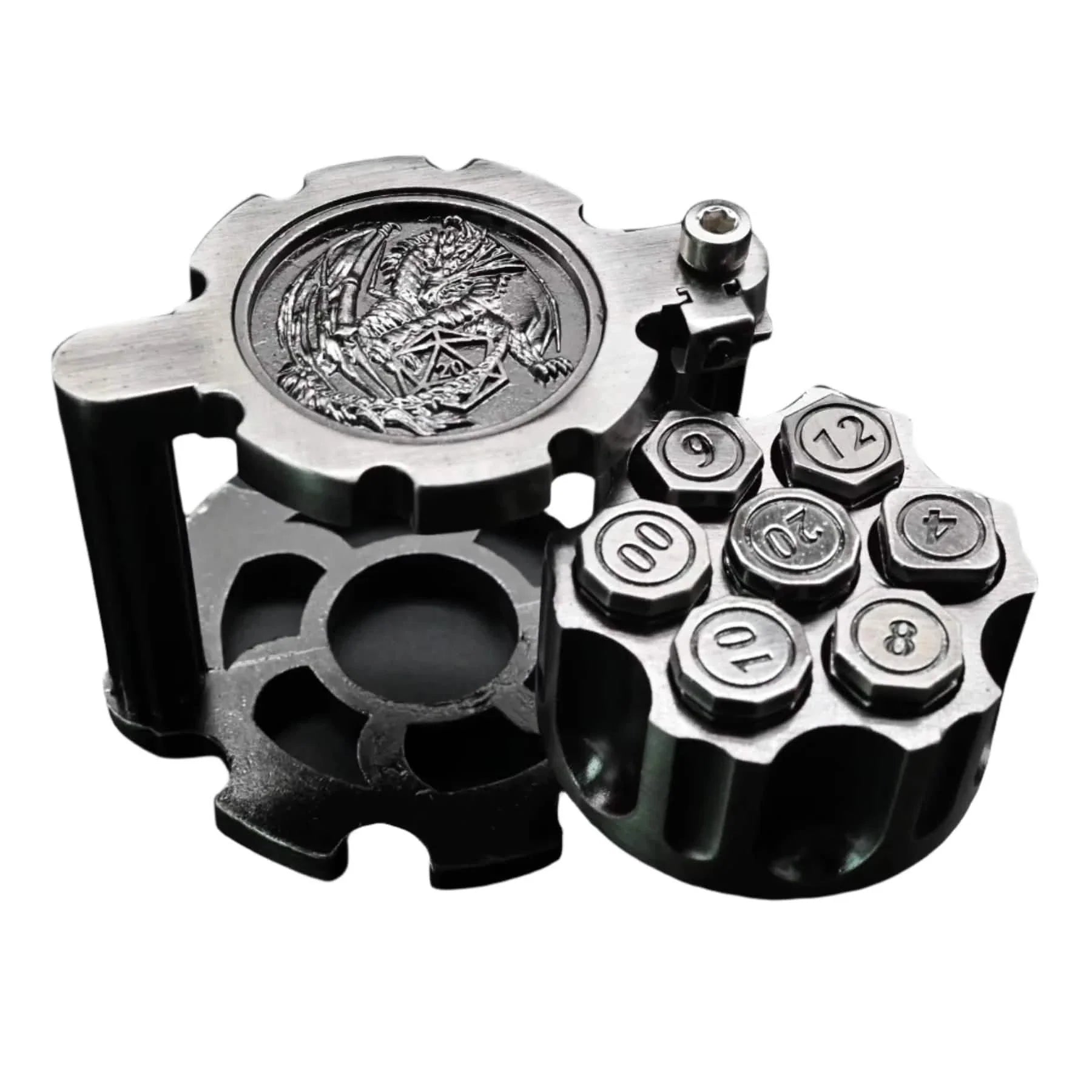 Hexchamber | Bullet Dice Set | Solid Metal | Ancient Silver