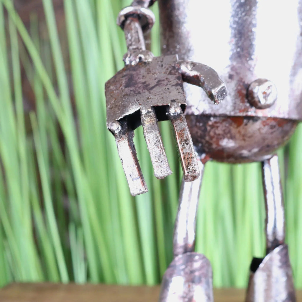 Silver Robot Ornament Springy Bobble Head