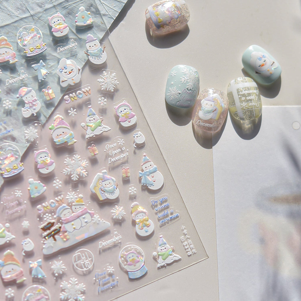 LuLuFun Studio Snowman & Candy House Nail Art Stickers - Holiday Decals