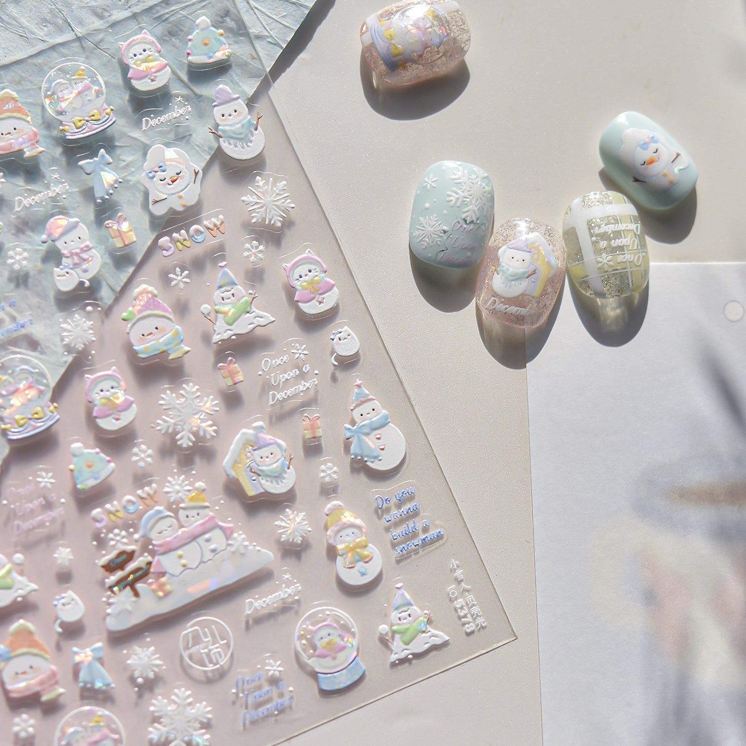 LuLuFun Studio Snowman & Candy House Nail Art Stickers - Holiday Decals