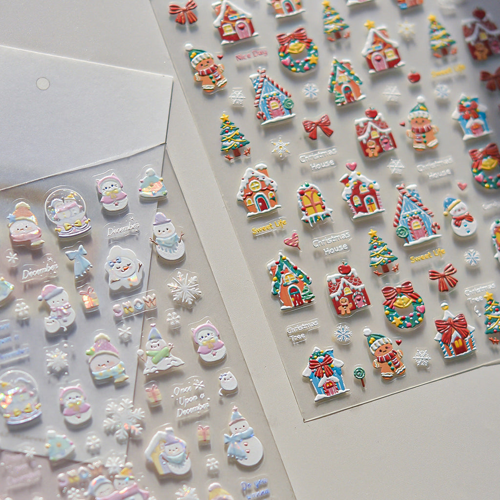 LuLuFun Studio Snowman & Candy House Nail Art Stickers - Holiday Decals