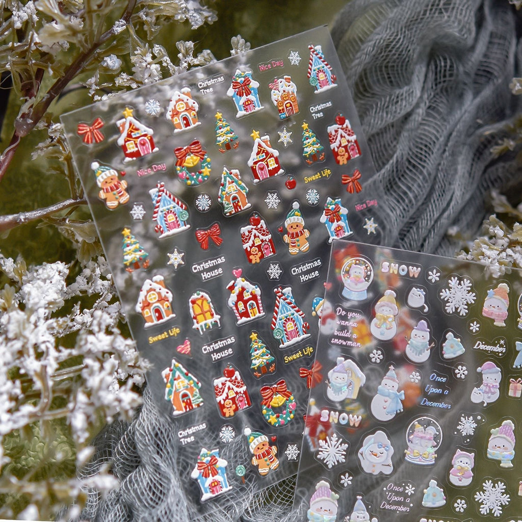 LuLuFun Studio Snowman & Candy House Nail Art Stickers - Holiday Decals