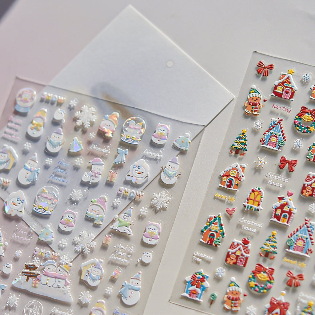 LuLuFun Studio Snowman & Candy House Nail Art Stickers - Holiday Decals