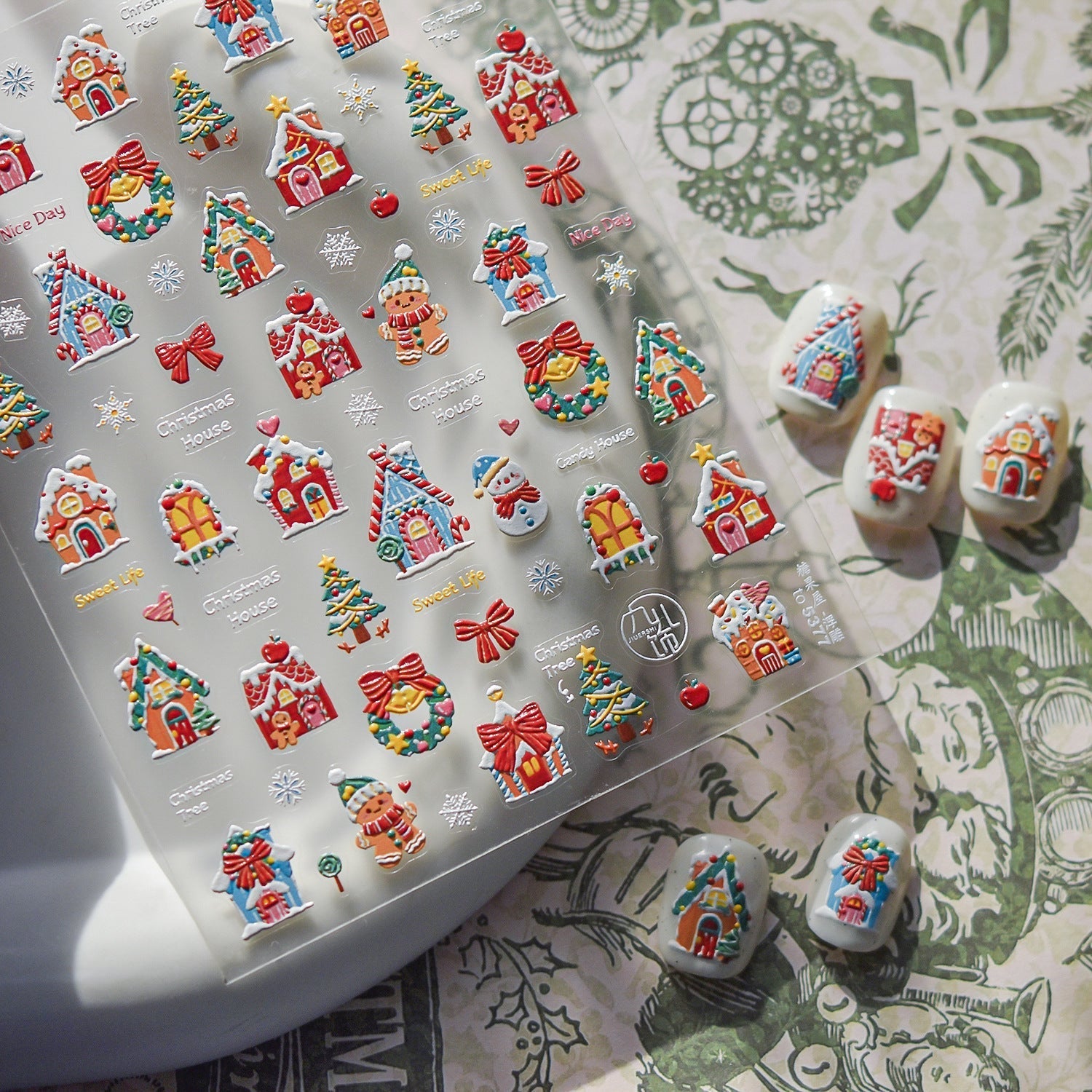 LuLuFun Studio Snowman & Candy House Nail Art Stickers - Holiday Decals
