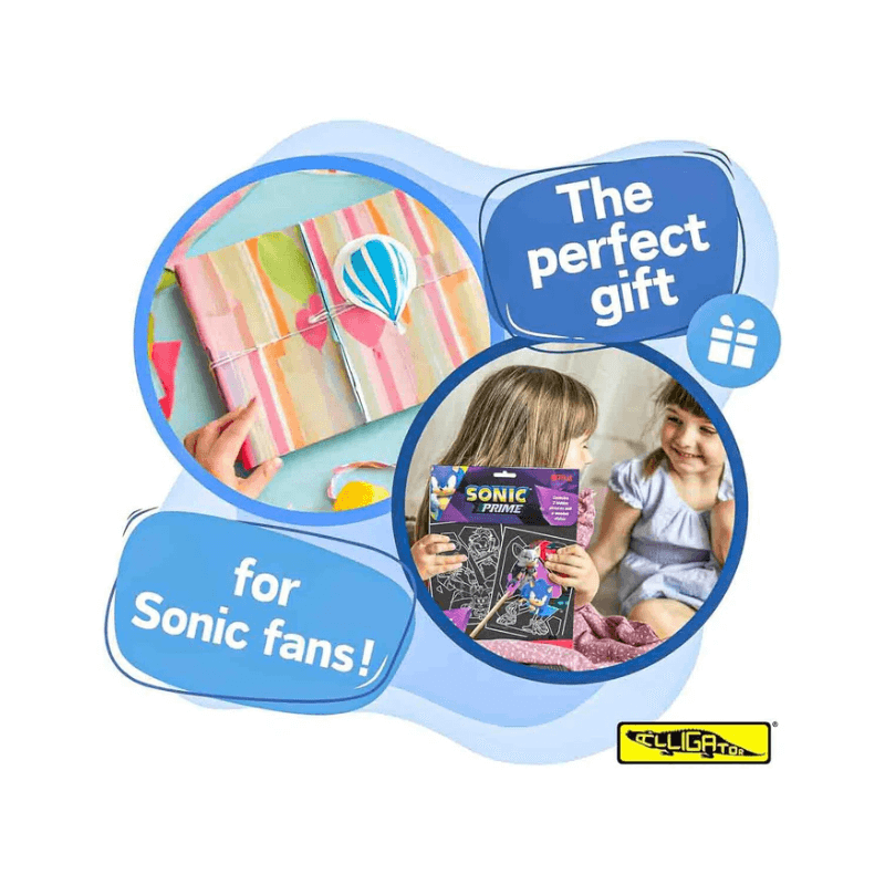 Sonic Prime Scratch Art Set by PoundFun – Creative Kids DIY Craft Kit